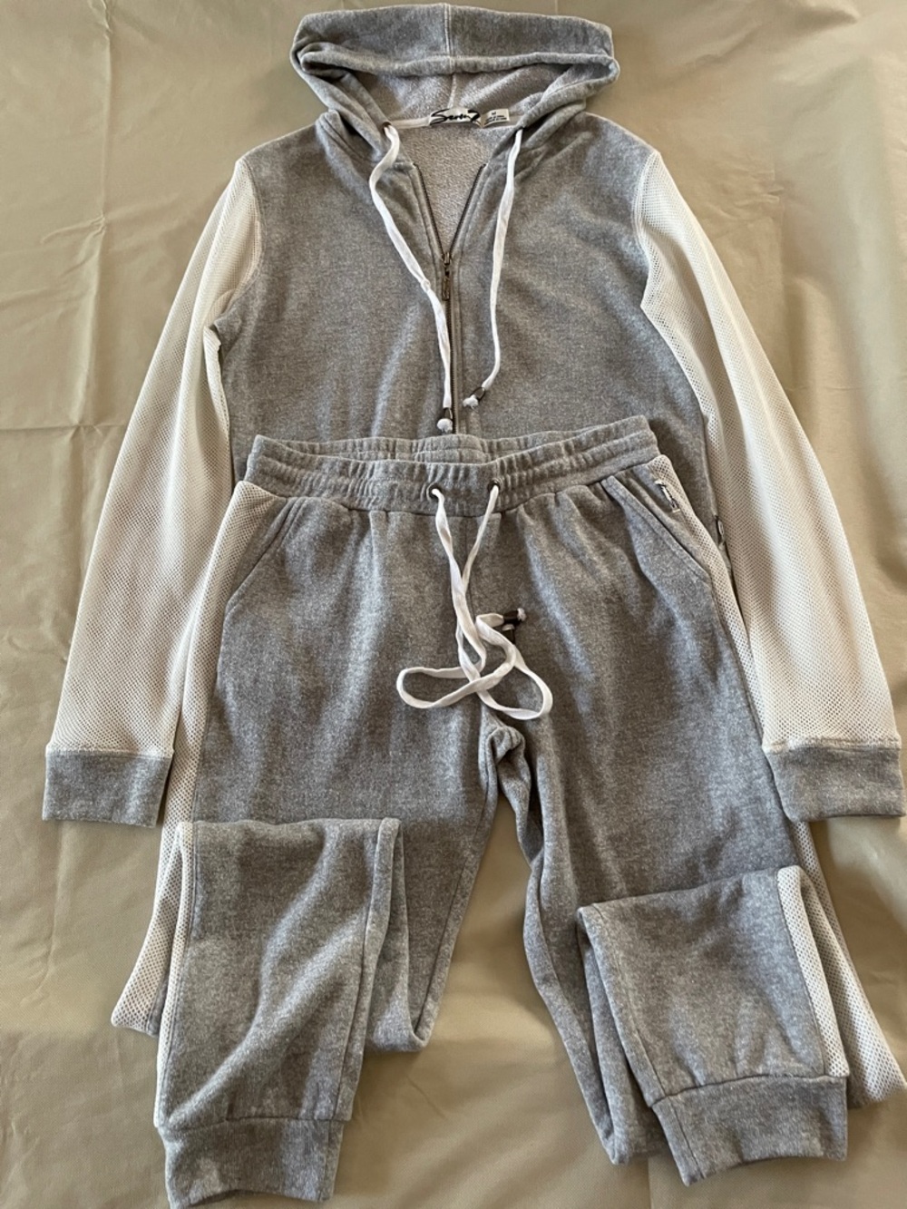 Seven7 Gray and White Track Jogger Set